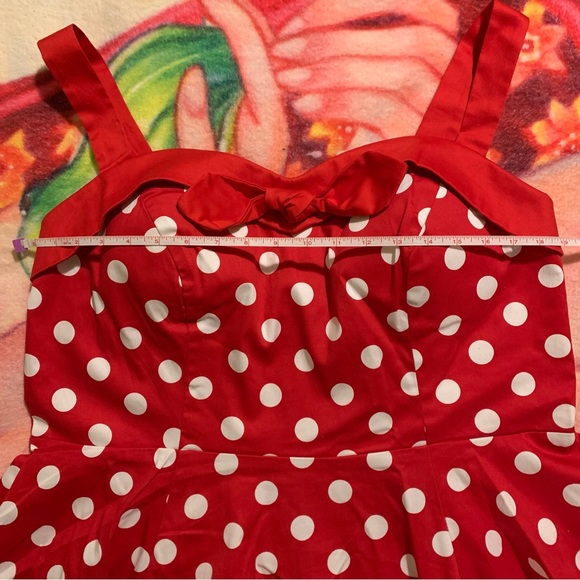 GOLIGHTLY PIN UP GIRL Red & White Polkadots Full Skirt Fit & Flare Midi DRESS! - Picture 12 of 15
